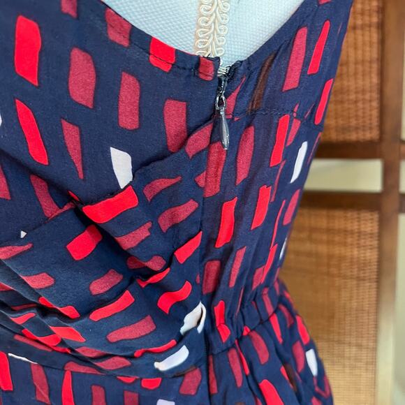 11.1. Tylho Brynn Tile Print Navy Sleeveless Shirt Dress Size Small - Picture 7 of 11
